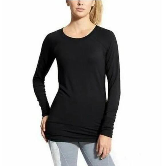 Athleta Studio Cinch Sweatshirt Black XS Soft Modal Thumbholes - Picture 6 of 7